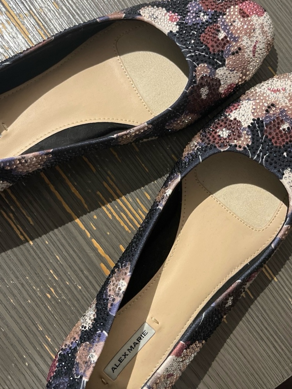 Alex Marie Black Multi Floral Sequin Ballet Flats